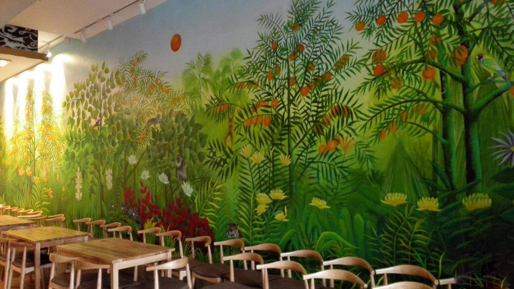 医院餐厅彩绘墙绘